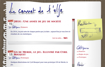 copie d'écran le carnet de l'elfe